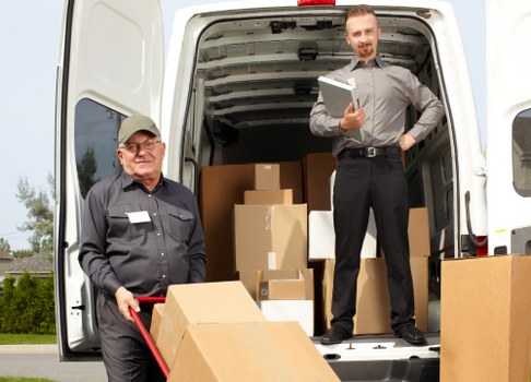 Household boxes and dismantled furniture prepared for transport
