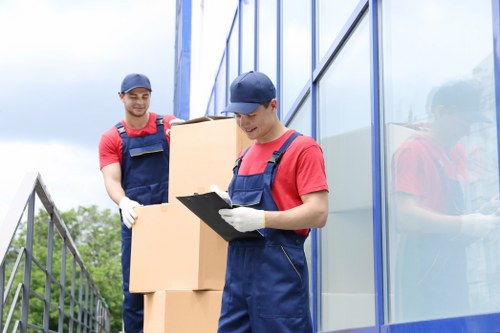 Removal van loading outside a Kensington residential building