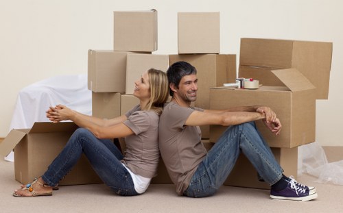 Office relocation scene in Kensington with careful equipment handling
