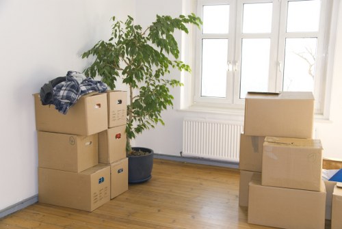 Local moving van service planning access on a Kensington street